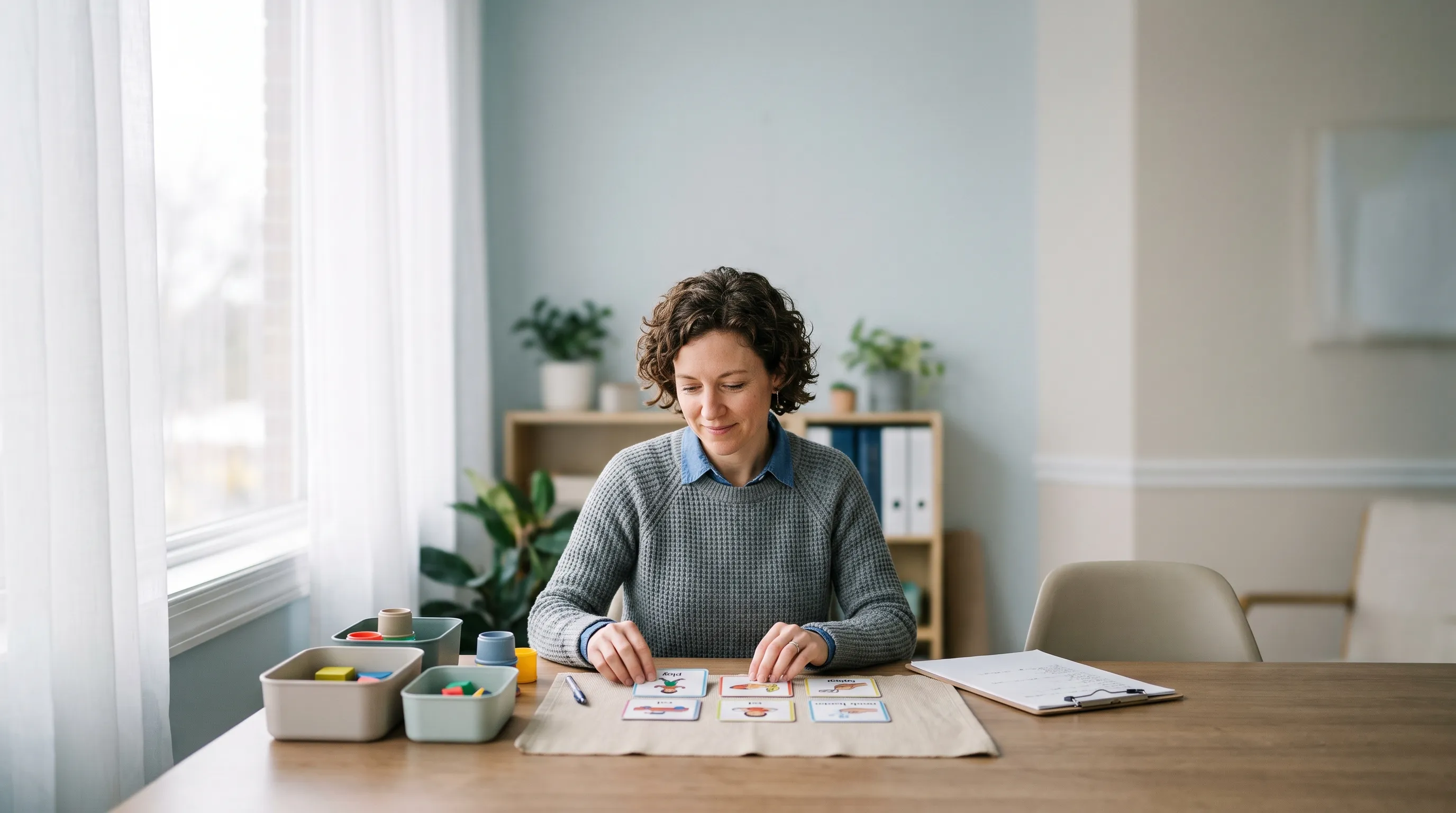 A board-certified behavior analyst with session materials