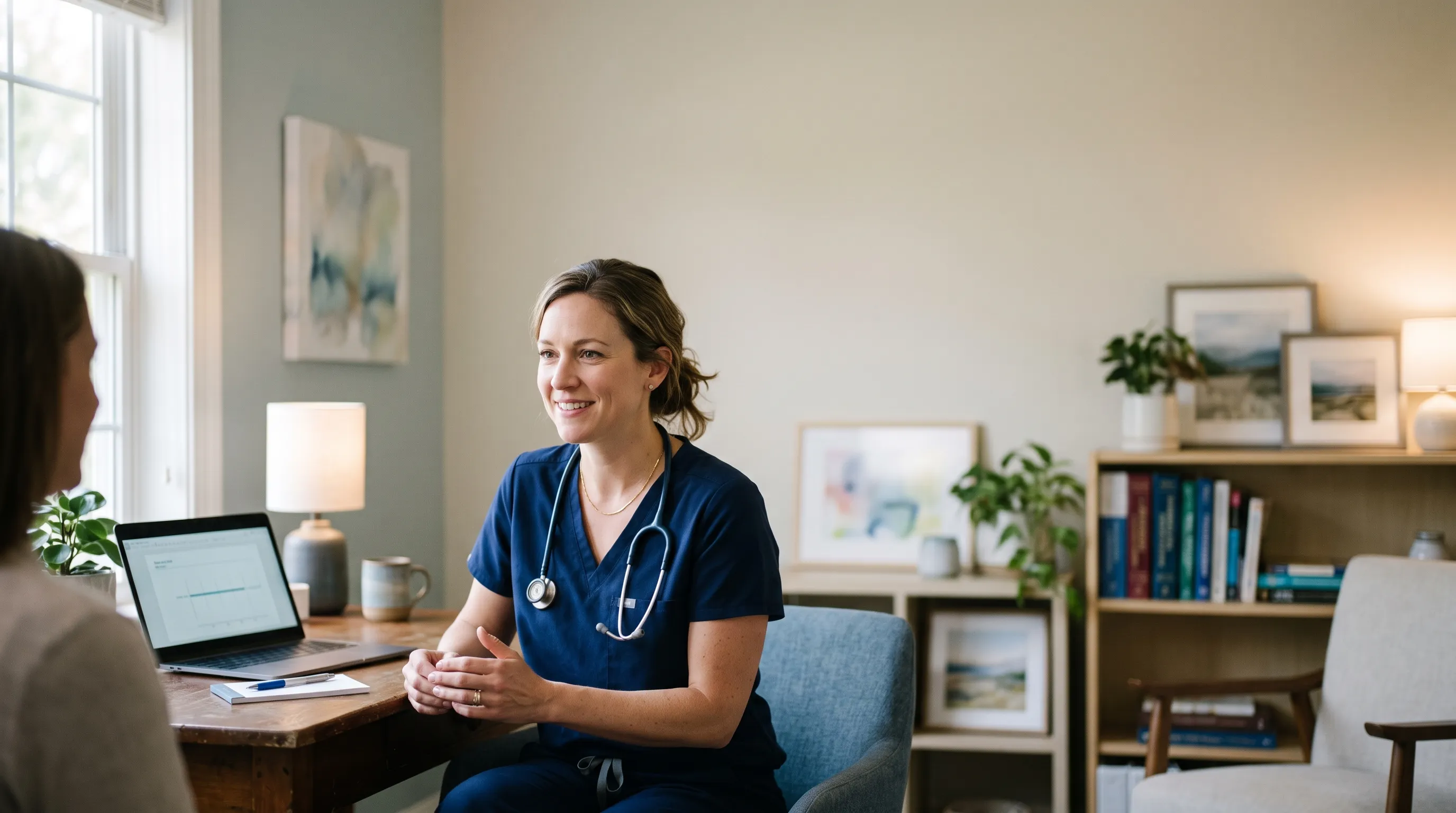 A family medicine physician with a patient