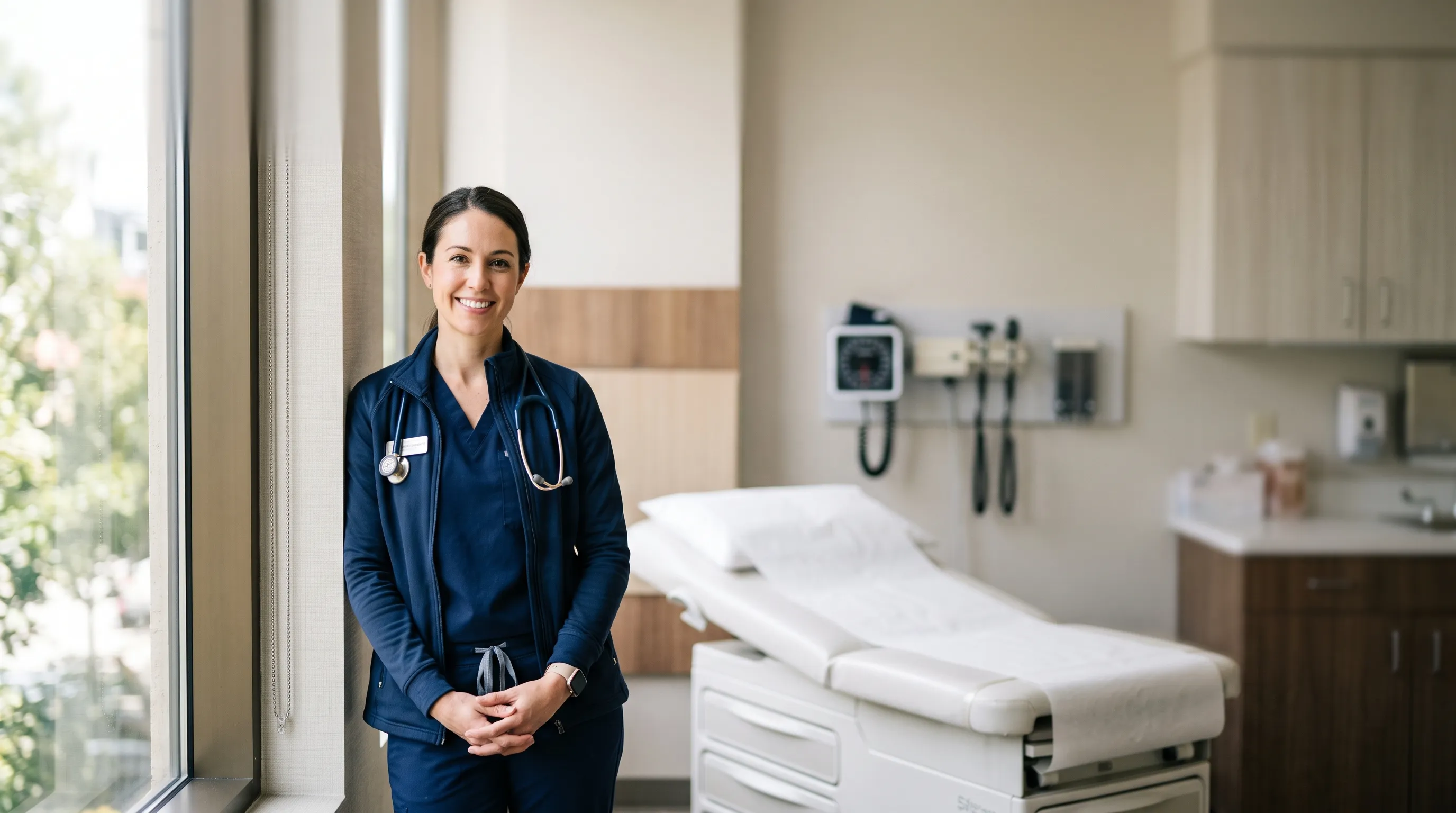 A nurse practitioner in an exam room