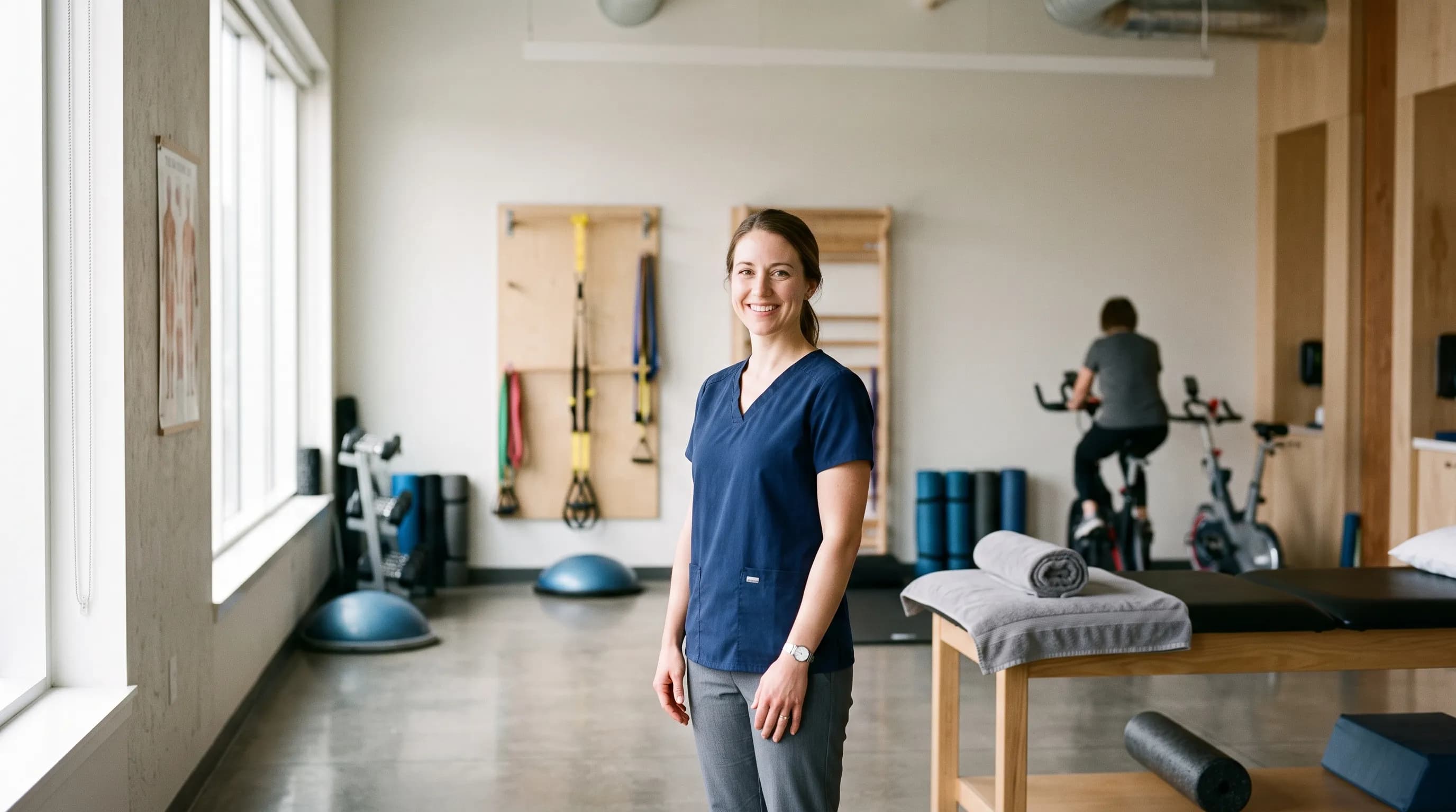 A physical therapist in a rehabilitation clinic