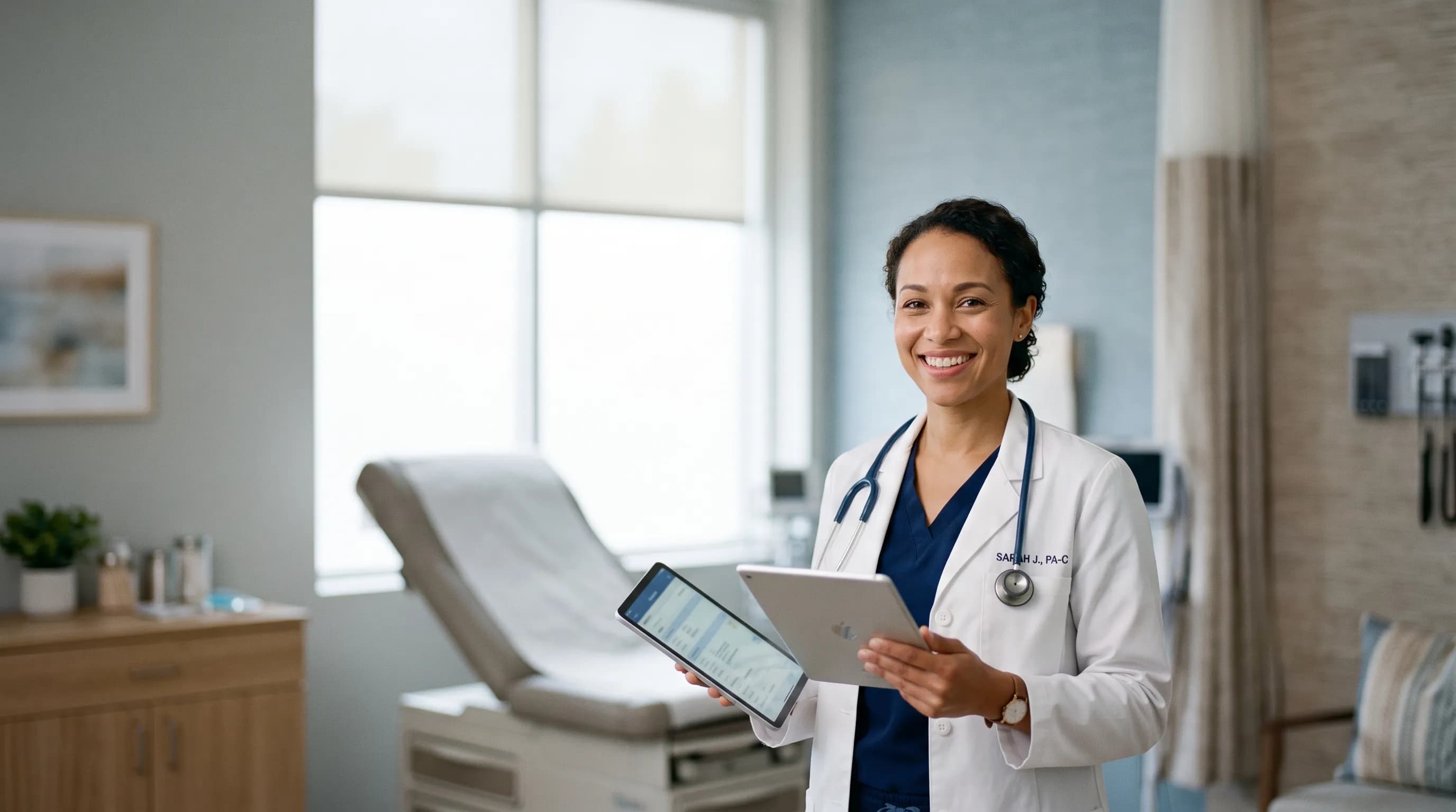 A physician assistant in a clinical setting